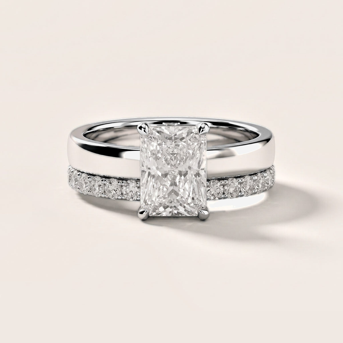 Josephine Split Shank Pavé Radiant Diamond Engagement Ring in Silver [studio-metal-r8-20261024]