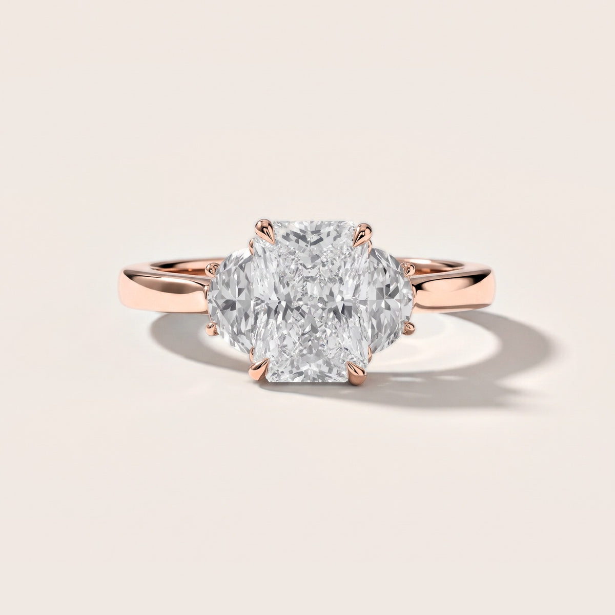 Romy Three-Stone Radiant Diamond Engagement Ring in Rose Gold [studio-metal-r8-20261024]