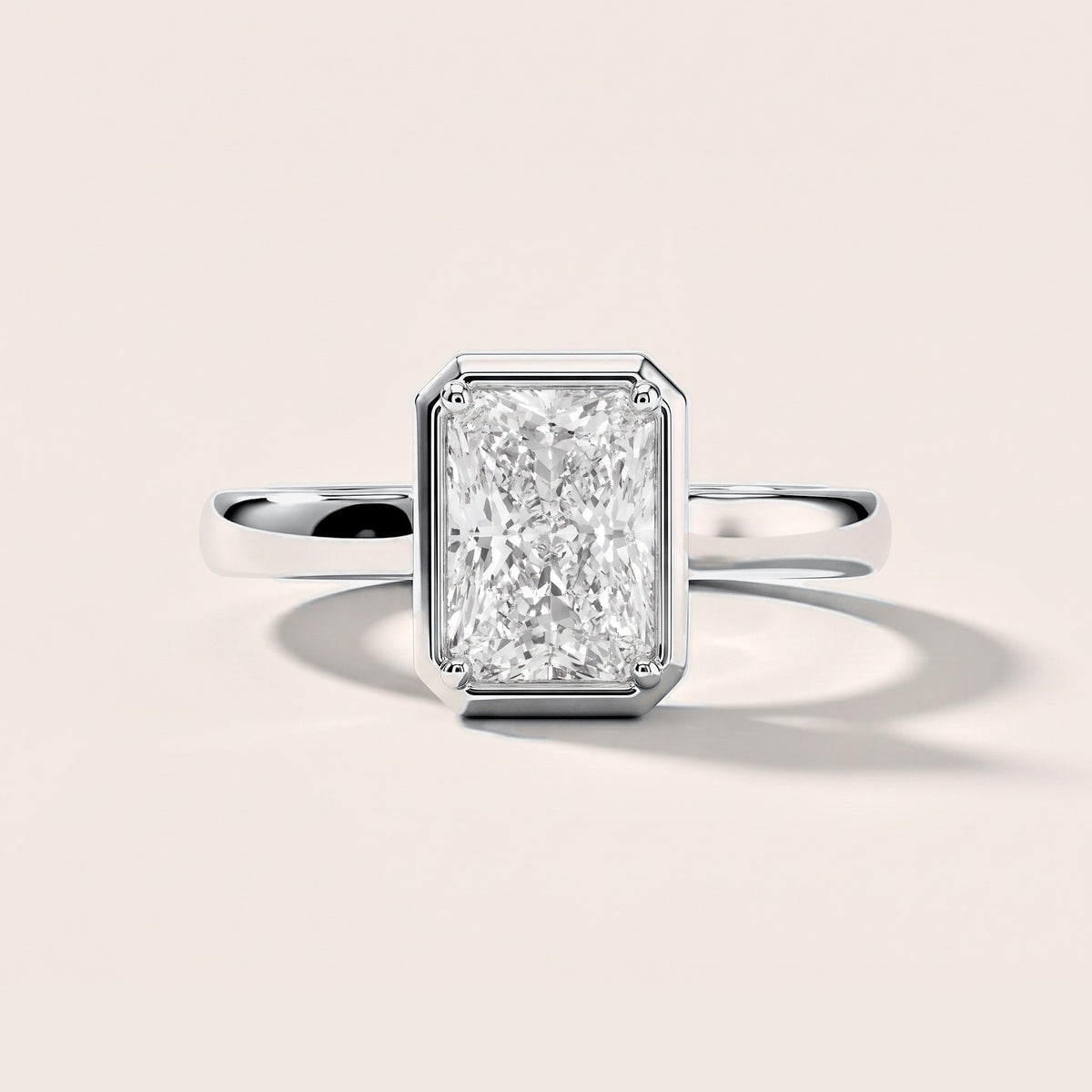 Alina Bezel Solitaire Radiant Diamond Engagement Ring in Silver [studio-metal-r8-20261024]