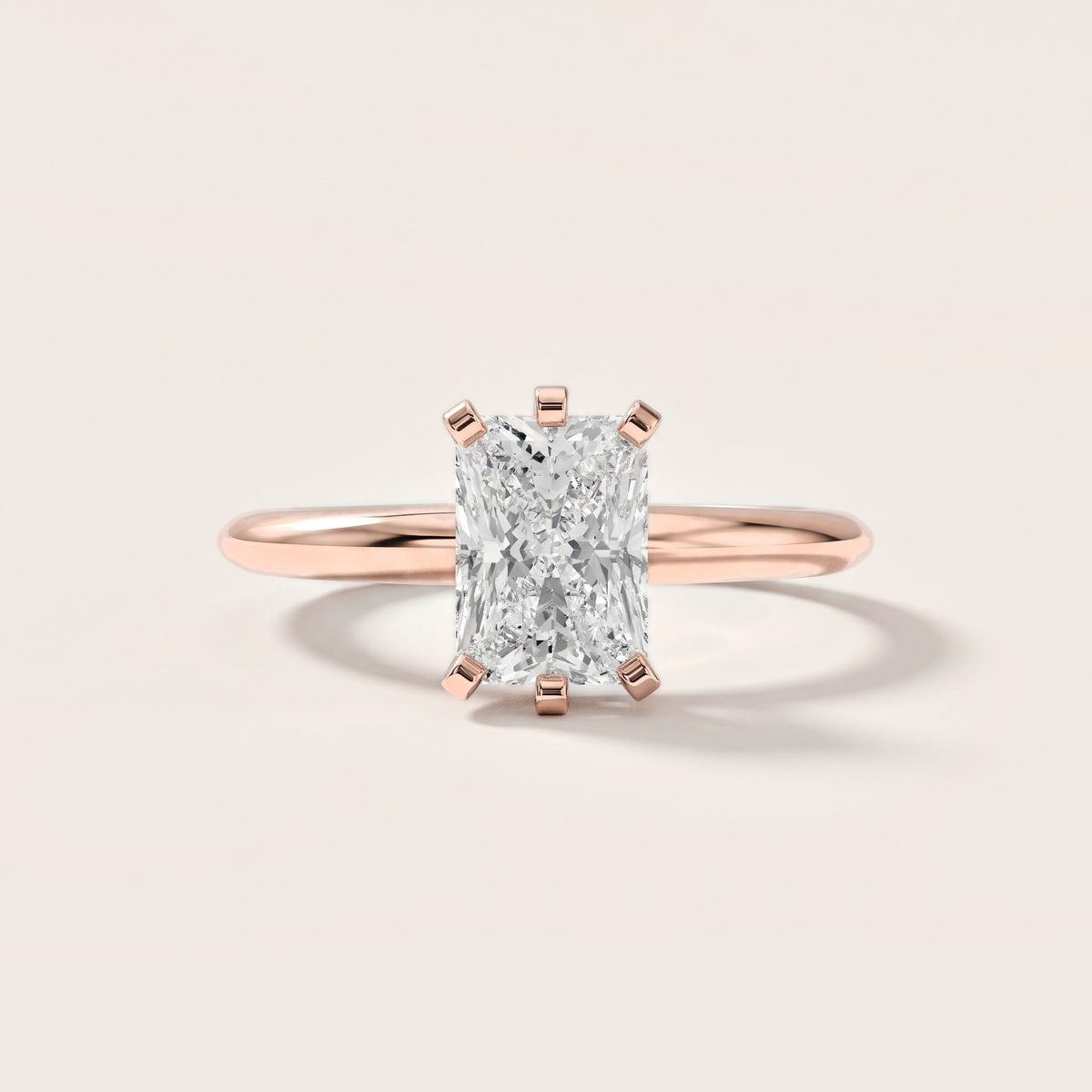 Arabella Six-Prong Solitaire Radiant Diamond Engagement Ring in Rose Gold [studio-metal-r8-20261024]