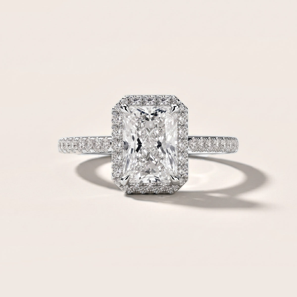 Alma Halo Pavé Radiant Diamond Engagement Ring in Platinum [studio-metal-r8-20261024]
