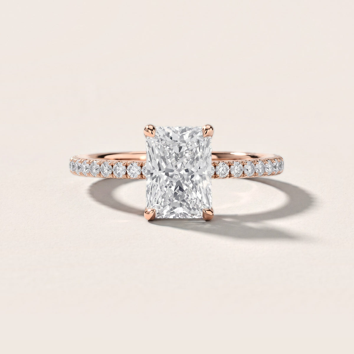 Olivia Solitaire Pavé Radiant Diamond Engagement Ring in Rose Gold [studio-metal-r8-20261024]