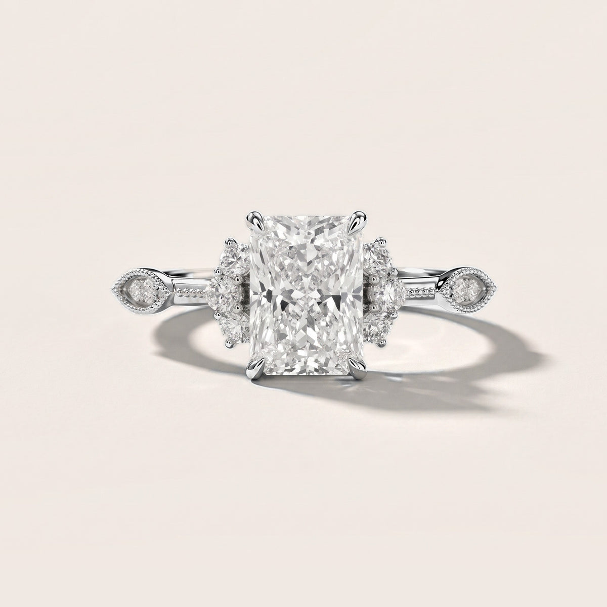 Naomi Vintage Milgrain Radiant Diamond Engagement Ring in Platinum [studio-metal-r8-20261024]