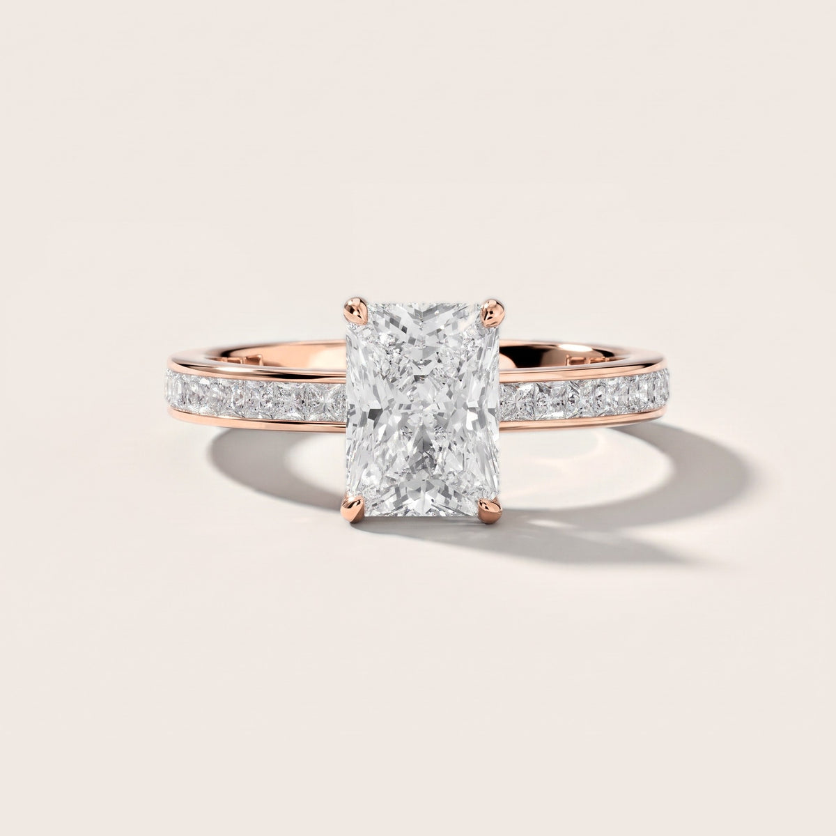 Brielle Channel Set Solitaire Radiant Diamond Engagement Ring in Rose Gold [studio-metal-r8-20261024]