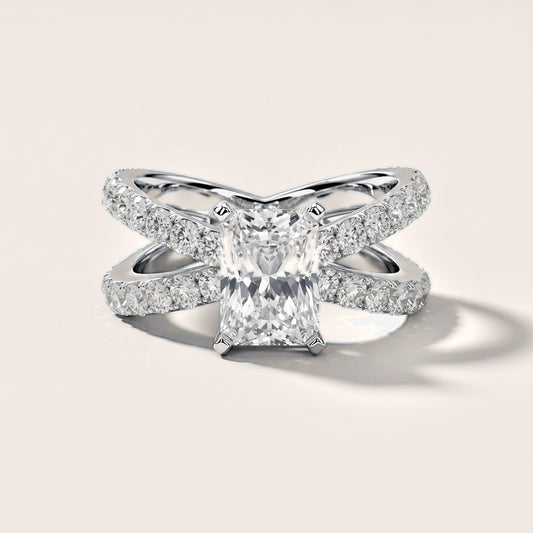Ilaria Criss Cross Pavé Radiant Diamond Engagement Ring in Platinum [studio-metal-r8-20261024]