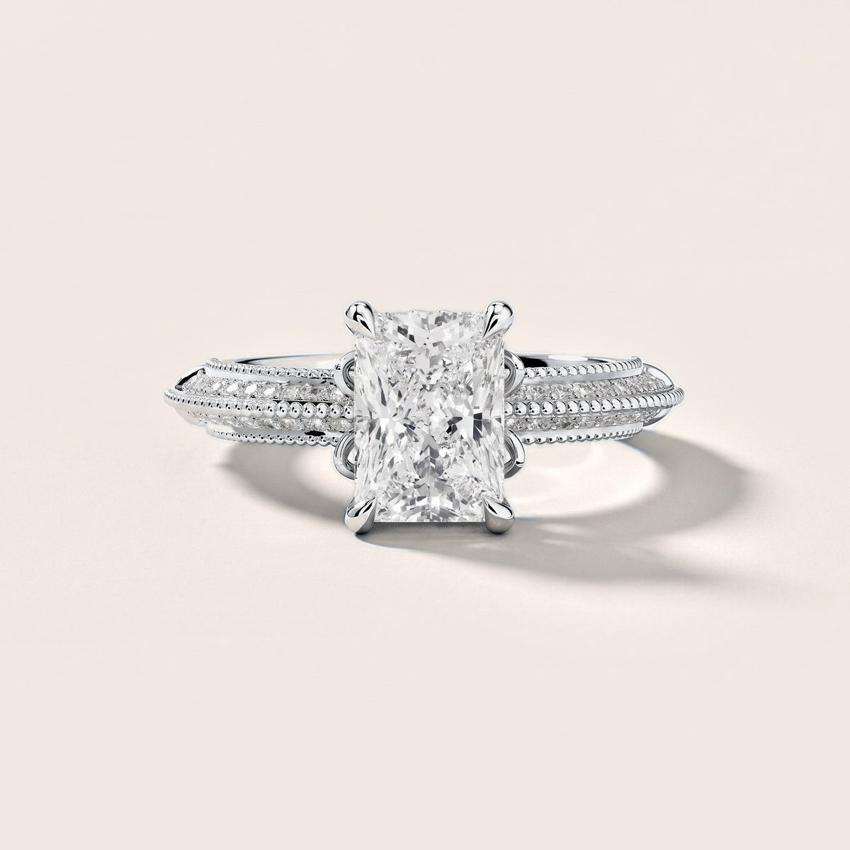 Chiara Vintage Milgrain Radiant Diamond Engagement Ring in Platinum [studio-metal-r8-20261024]