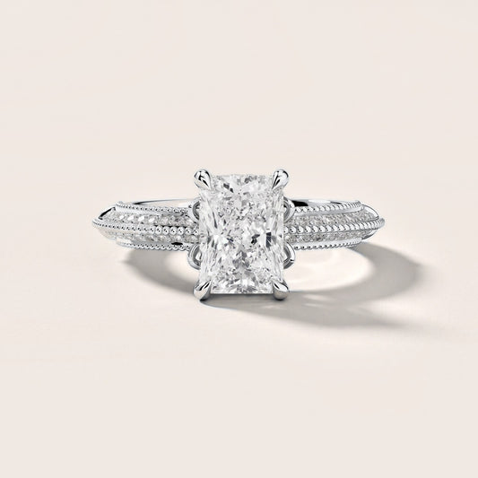 Chiara Vintage Milgrain Radiant Diamond Engagement Ring in Platinum [studio-metal-r8-20261024]