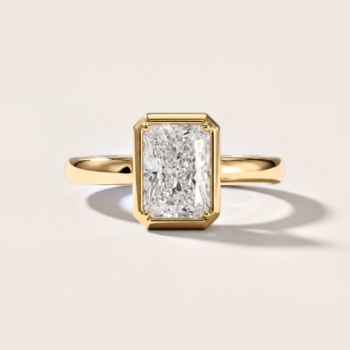 Alina Bezel Solitaire Radiant Diamond Engagement Ring in Yellow Gold [studio-metal-r8-20261024]
