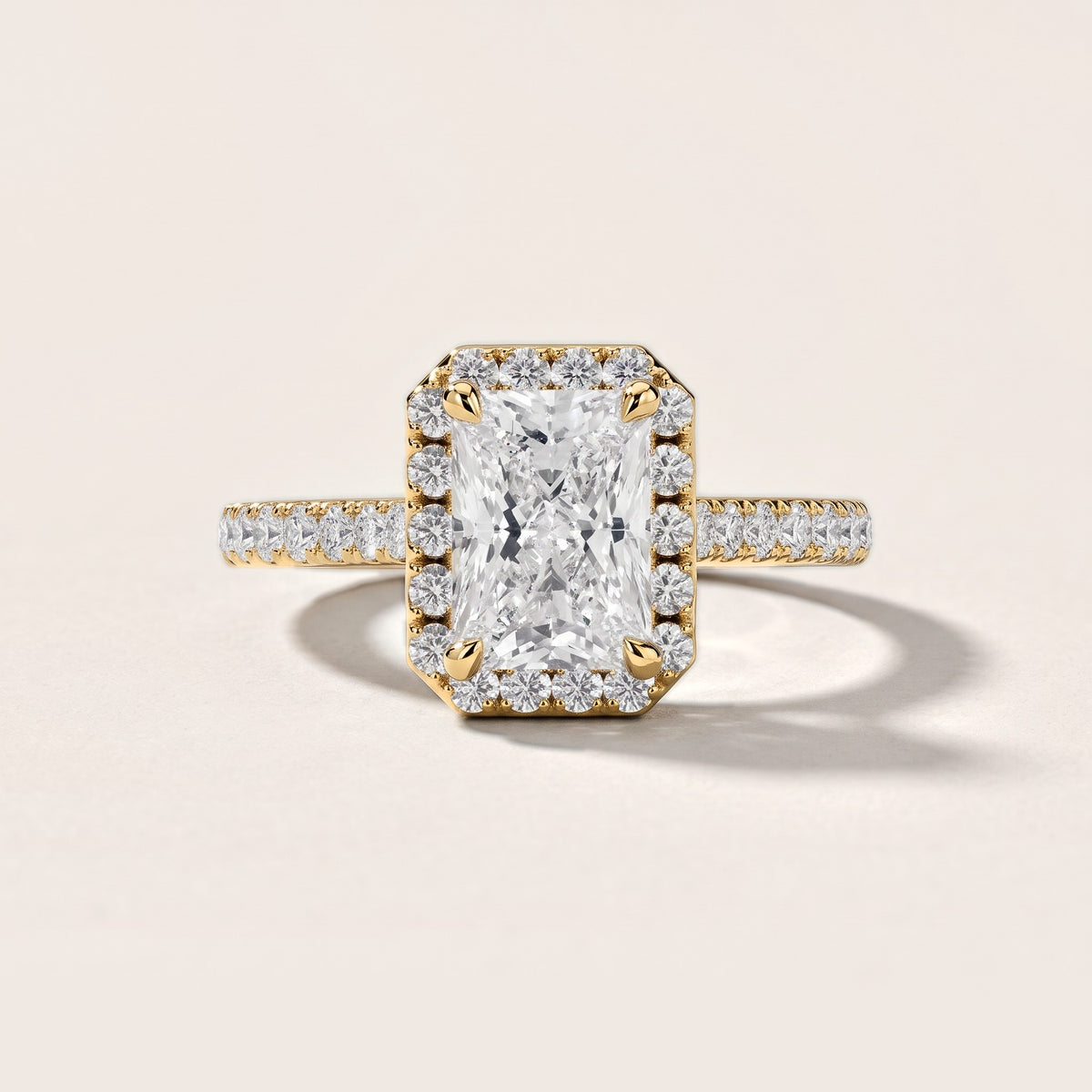 Amara Halo Claw Prong Radiant Diamond Engagement Ring in Yellow Gold [studio-metal-r8-20261024]