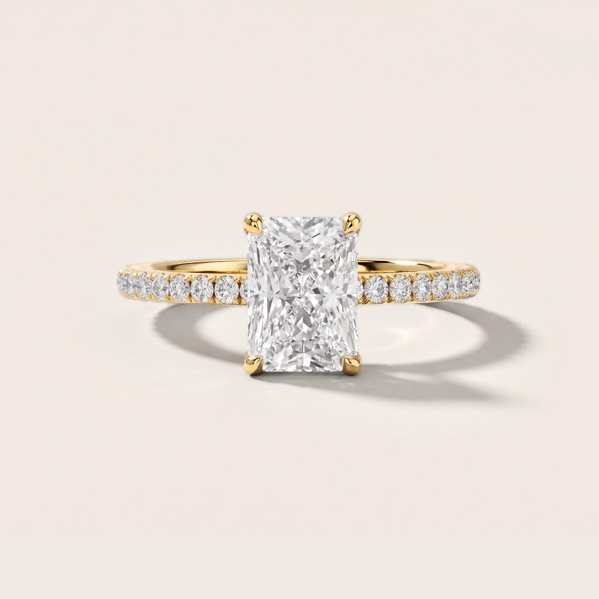 Olivia Solitaire Pavé Radiant Diamond Engagement Ring in Yellow Gold [studio-metal-r8-20261024]