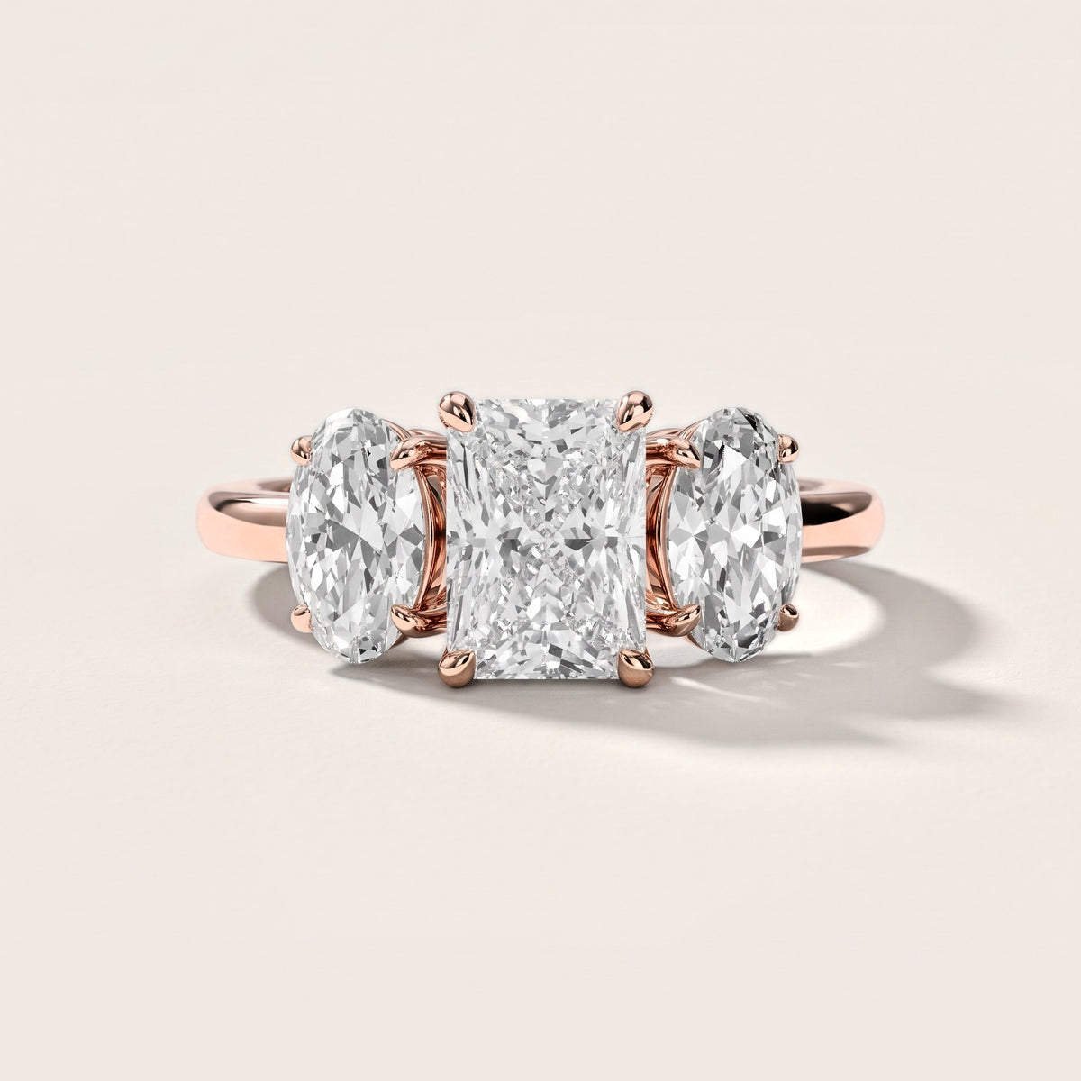 Lila Three-Stone Radiant Diamond Engagement Ring in Rose Gold [studio-metal-r8-20261024]