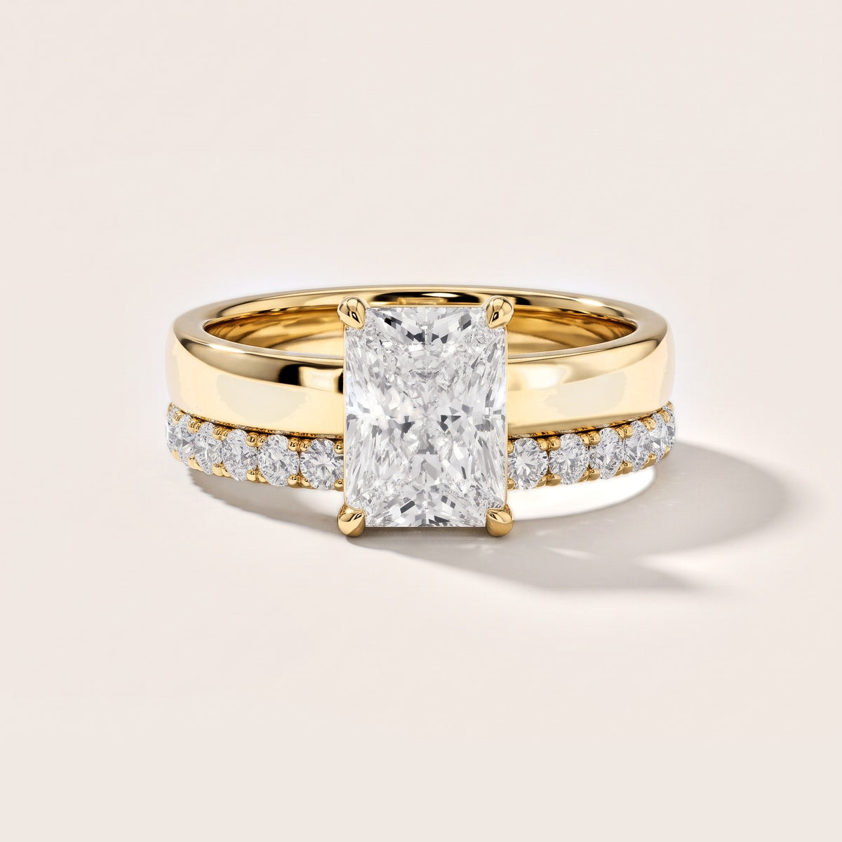 Josephine Split Shank Pavé Radiant Diamond Engagement Ring in Yellow Gold [studio-metal-r8-20261024]