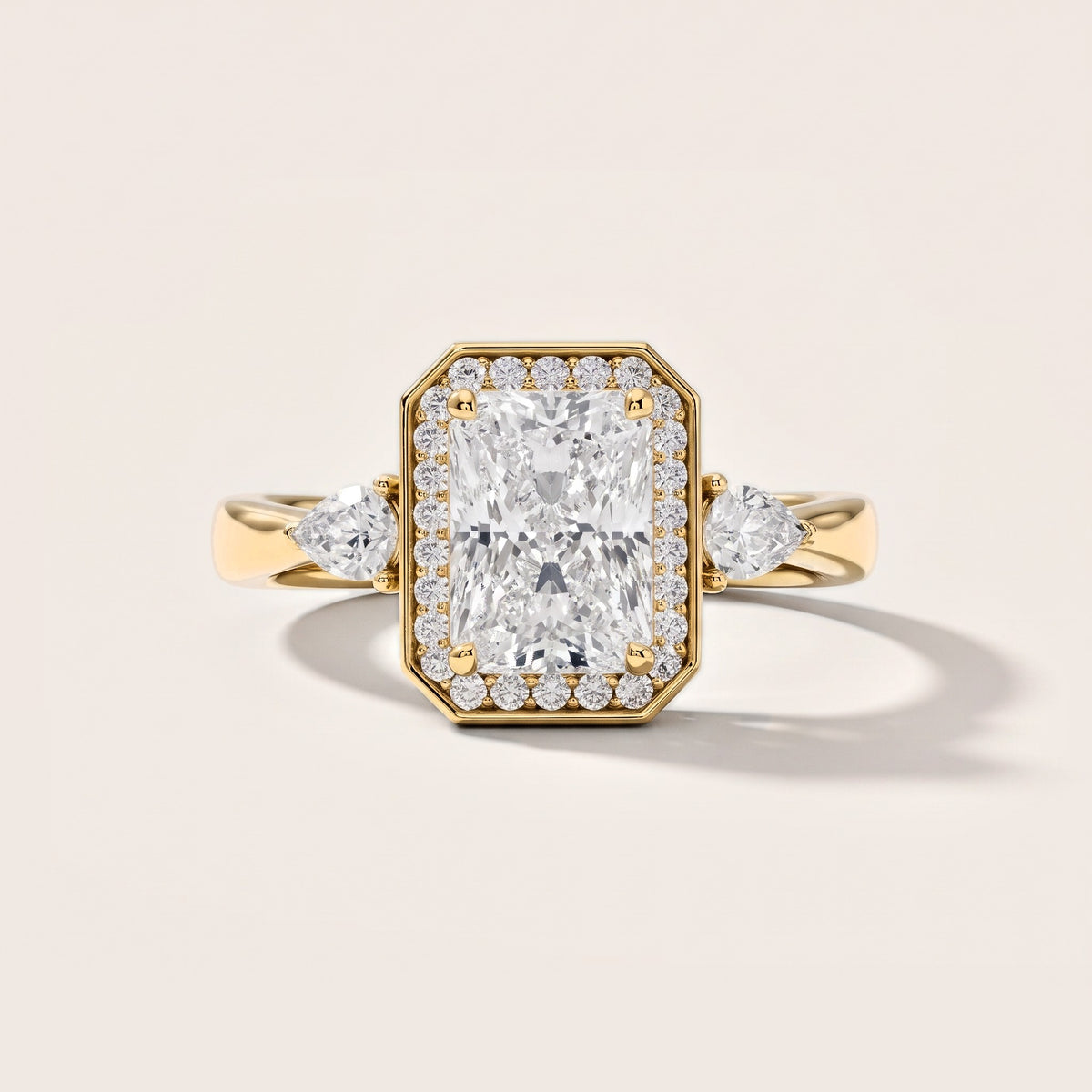 Eliza Halo Sidestone Radiant Diamond Engagement Ring in Yellow Gold [studio-metal-r8-20261024]