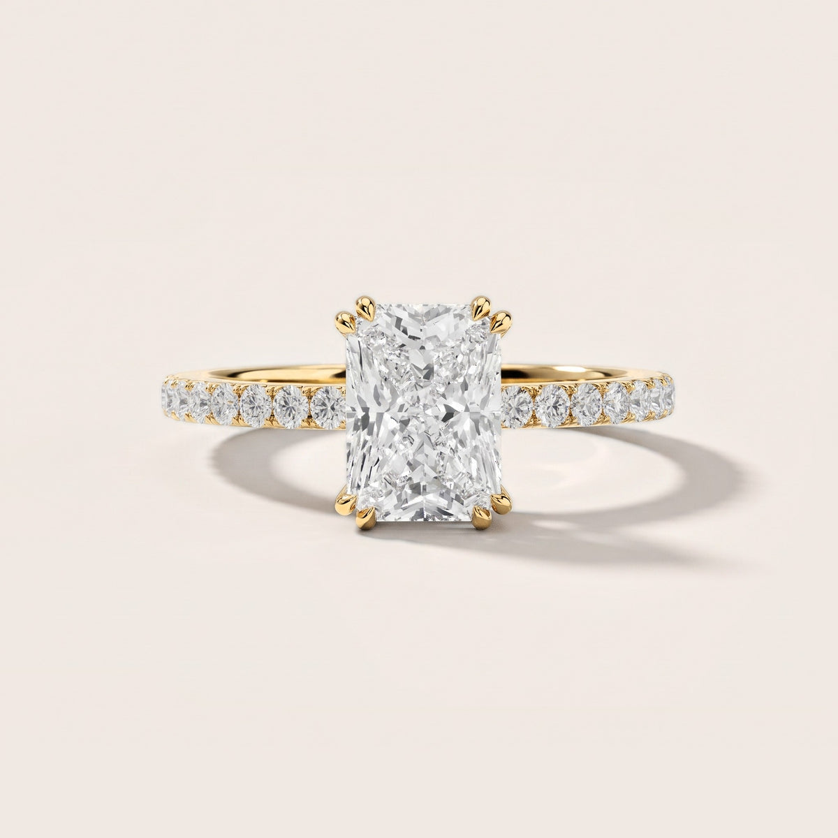 Luna Solitaire Pavé Radiant Diamond Engagement Ring in Yellow Gold [studio-metal-r8-20261024]