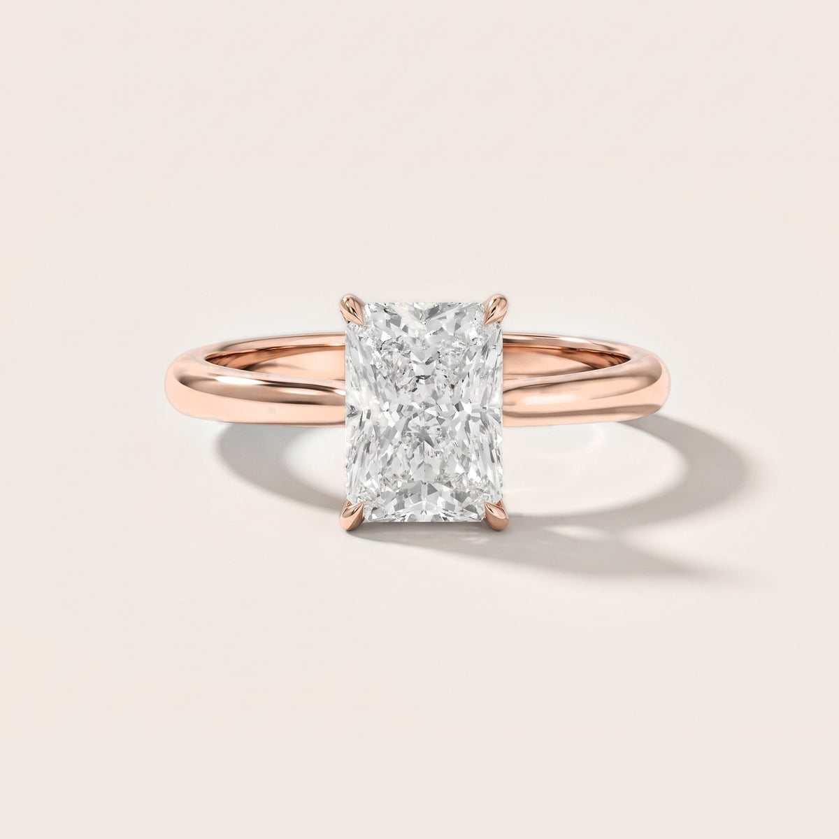 Evie Solitaire Six-Prong Radiant Diamond Engagement Ring in Rose Gold [studio-metal-r8-20261024]