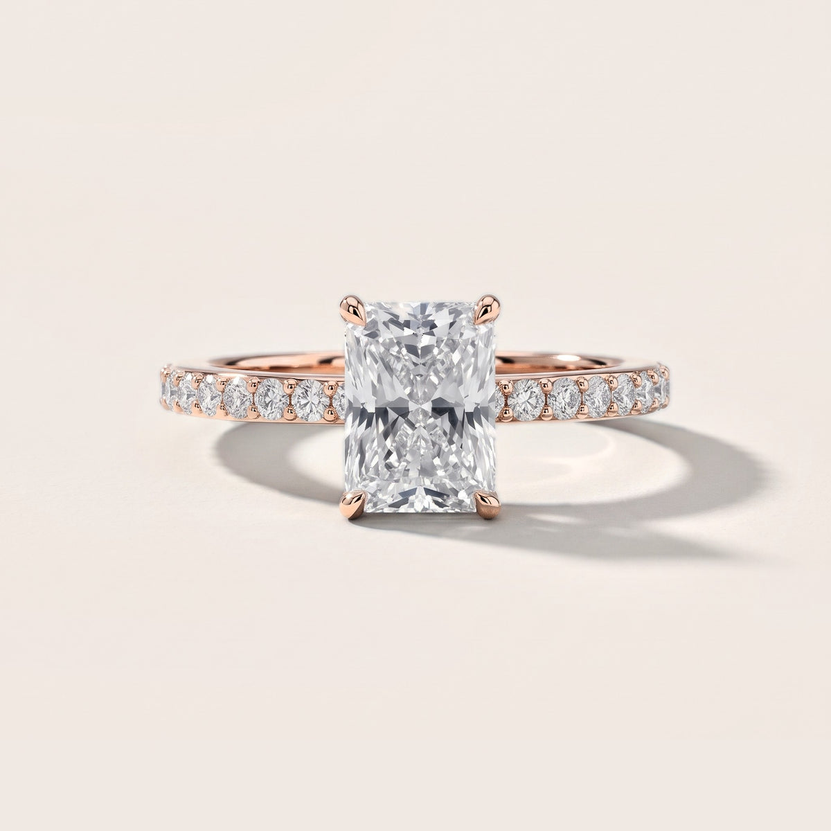 Annabel Pavé Solitaire Radiant Diamond Engagement Ring in Rose Gold [studio-metal-r8-20261024]