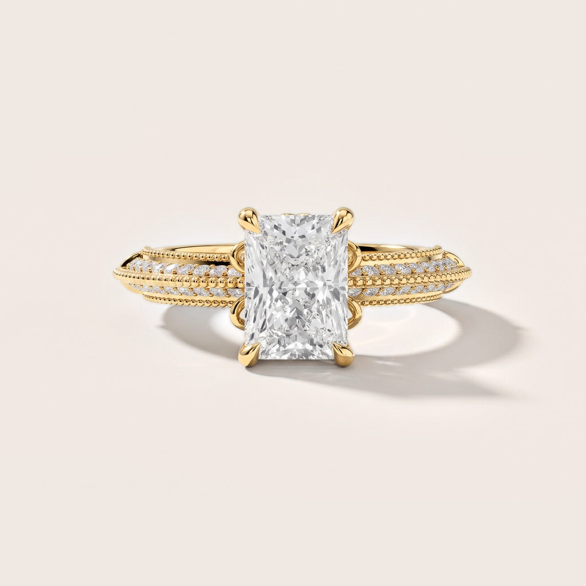 Chiara Vintage Milgrain Radiant Diamond Engagement Ring in Yellow Gold [studio-metal-r8-20261024]