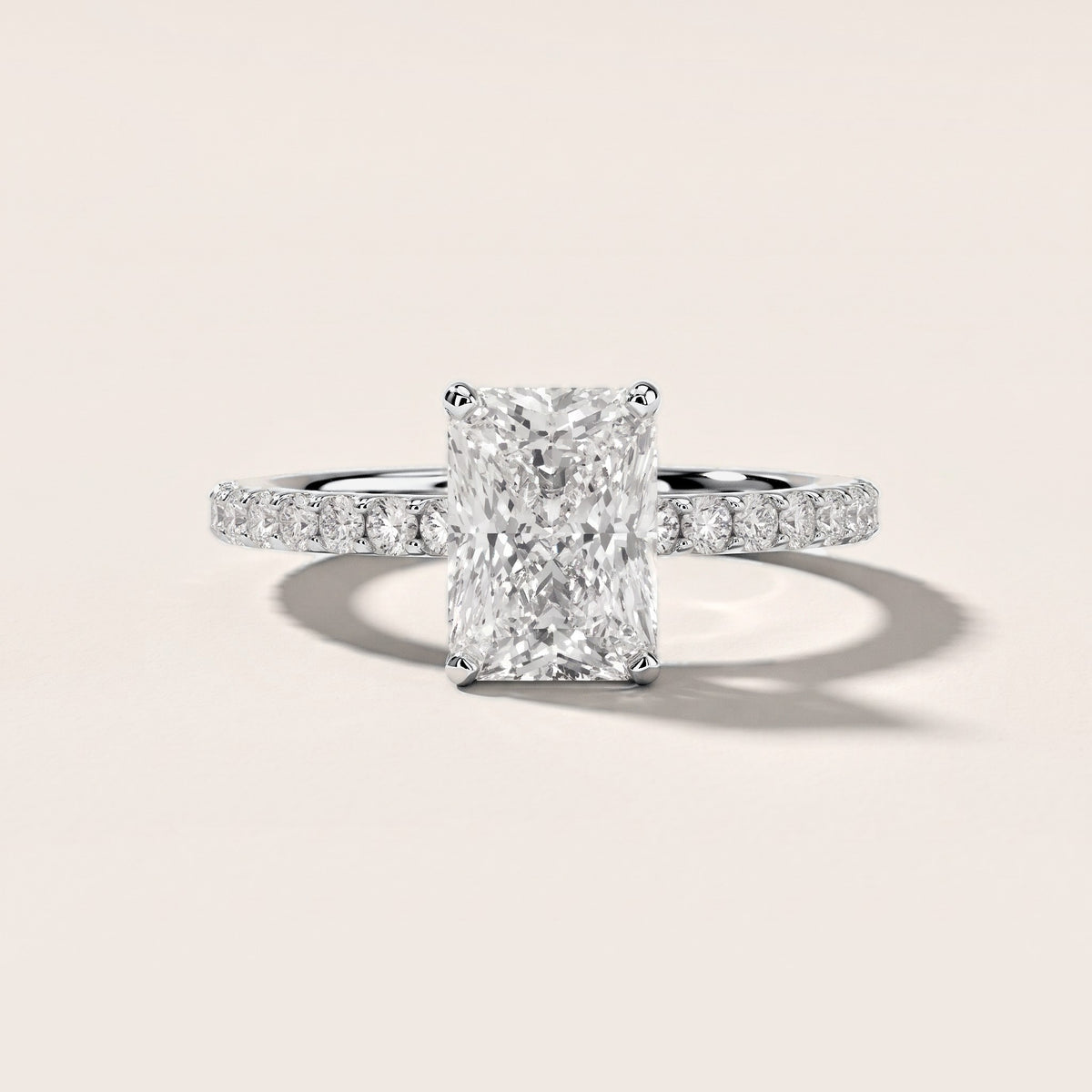 Juna French Pavé Solitaire Radiant Diamond Engagement Ring in White Gold [studio-metal-r8-20261024]