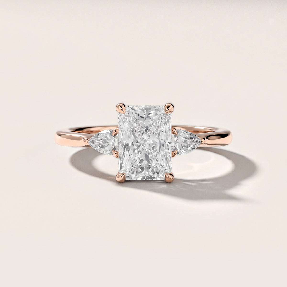 Leila Three-Stone Radiant Diamond Engagement Ring in Rose Gold [studio-metal-r8-20261024]