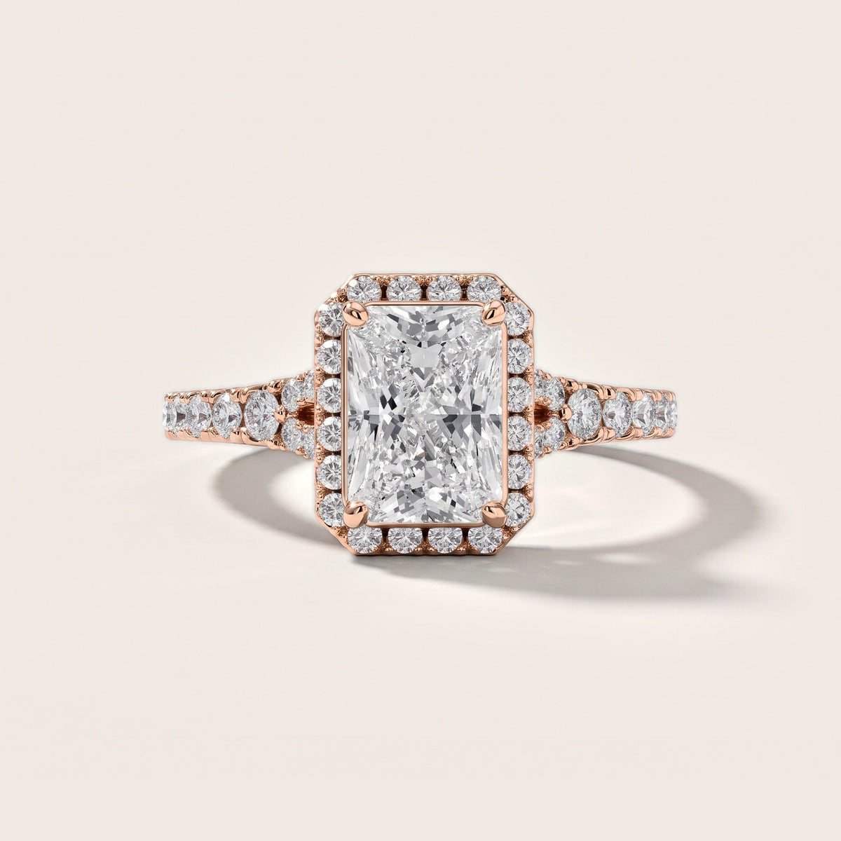 Bella Halo Pavé Radiant Diamond Engagement Ring in Rose Gold [studio-metal-r8-20261024]