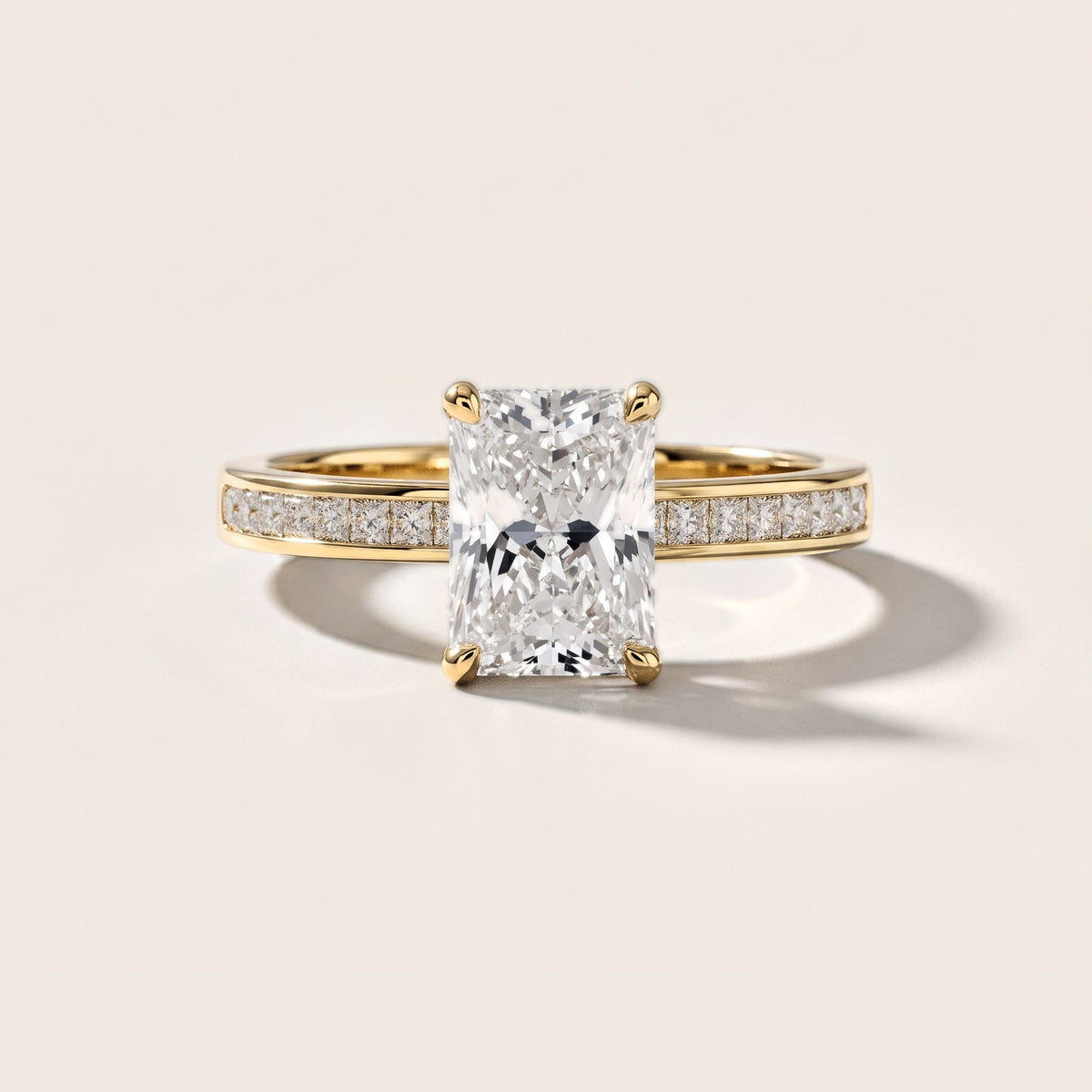 Maren Sidestone Channel Set Radiant Diamond Engagement Ring in Yellow Gold [studio-metal-r8-20261024]