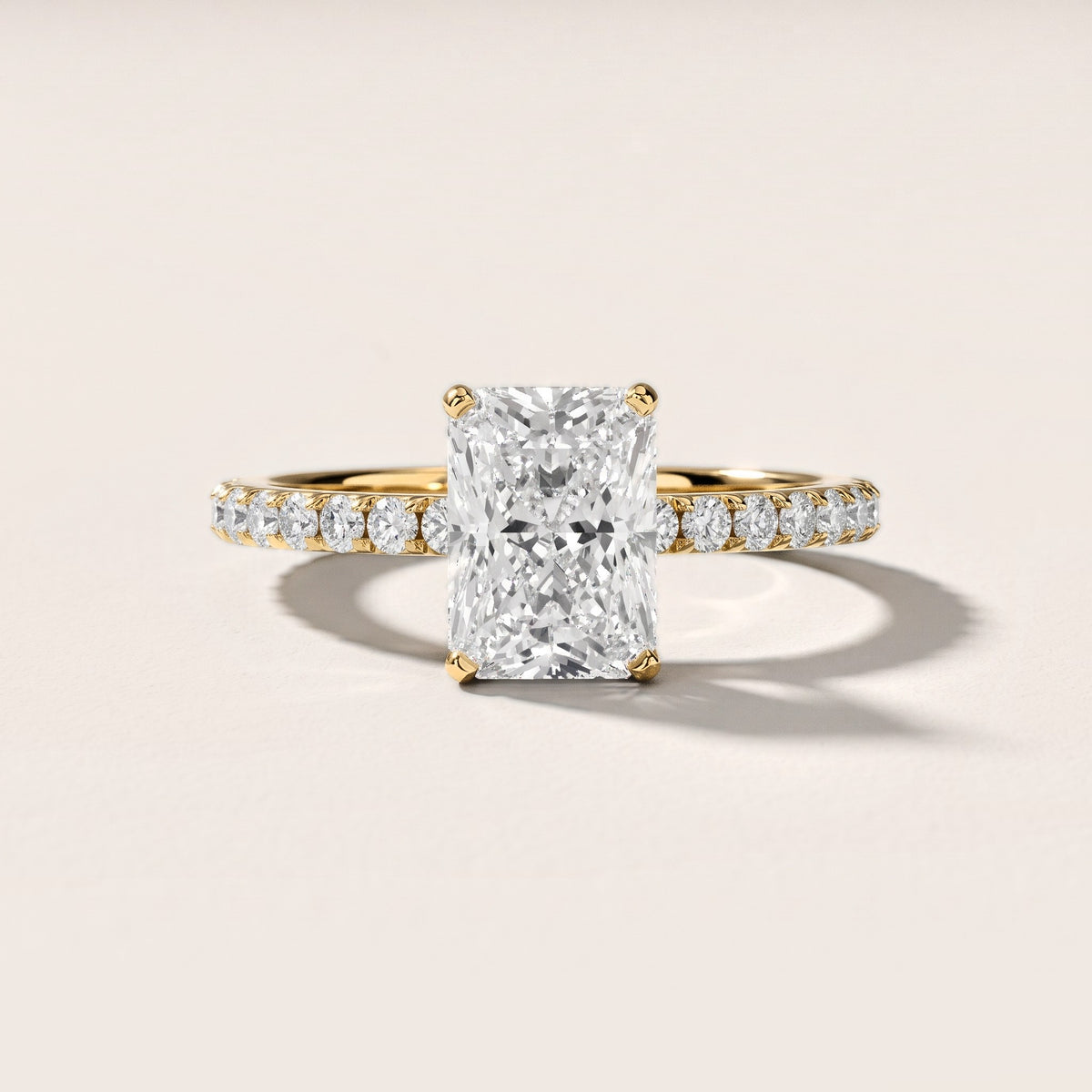 Juna French Pavé Solitaire Radiant Diamond Engagement Ring in Yellow Gold [studio-metal-r8-20261024]