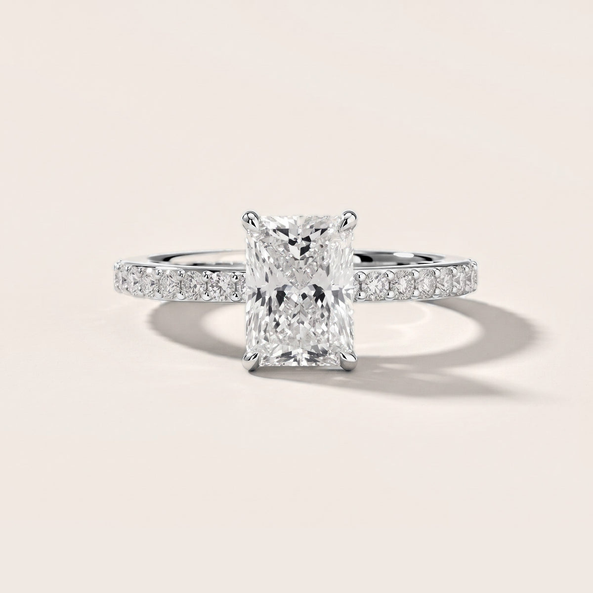 Annabel Pavé Solitaire Radiant Diamond Engagement Ring in White Gold [studio-metal-r8-20261024]
