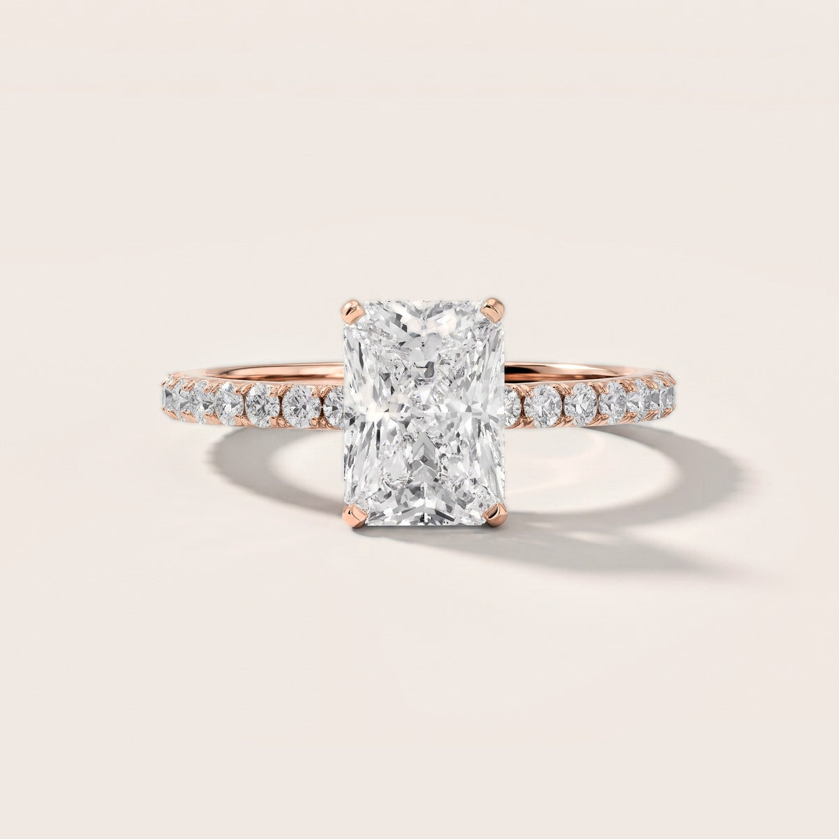 Juna French Pavé Solitaire Radiant Diamond Engagement Ring in Rose Gold [studio-metal-r8-20261024]