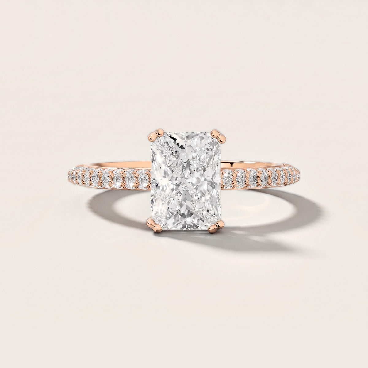 Celeste Hidden Halo Pavé Radiant Diamond Engagement Ring in Rose Gold [studio-metal-r8-20261024]