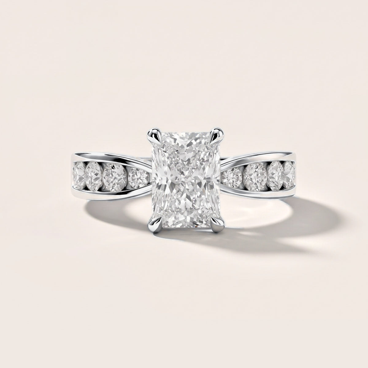 Rosalie Channel Set Sidestone Radiant Diamond Engagement Ring in Silver [studio-metal-r8-20261024]