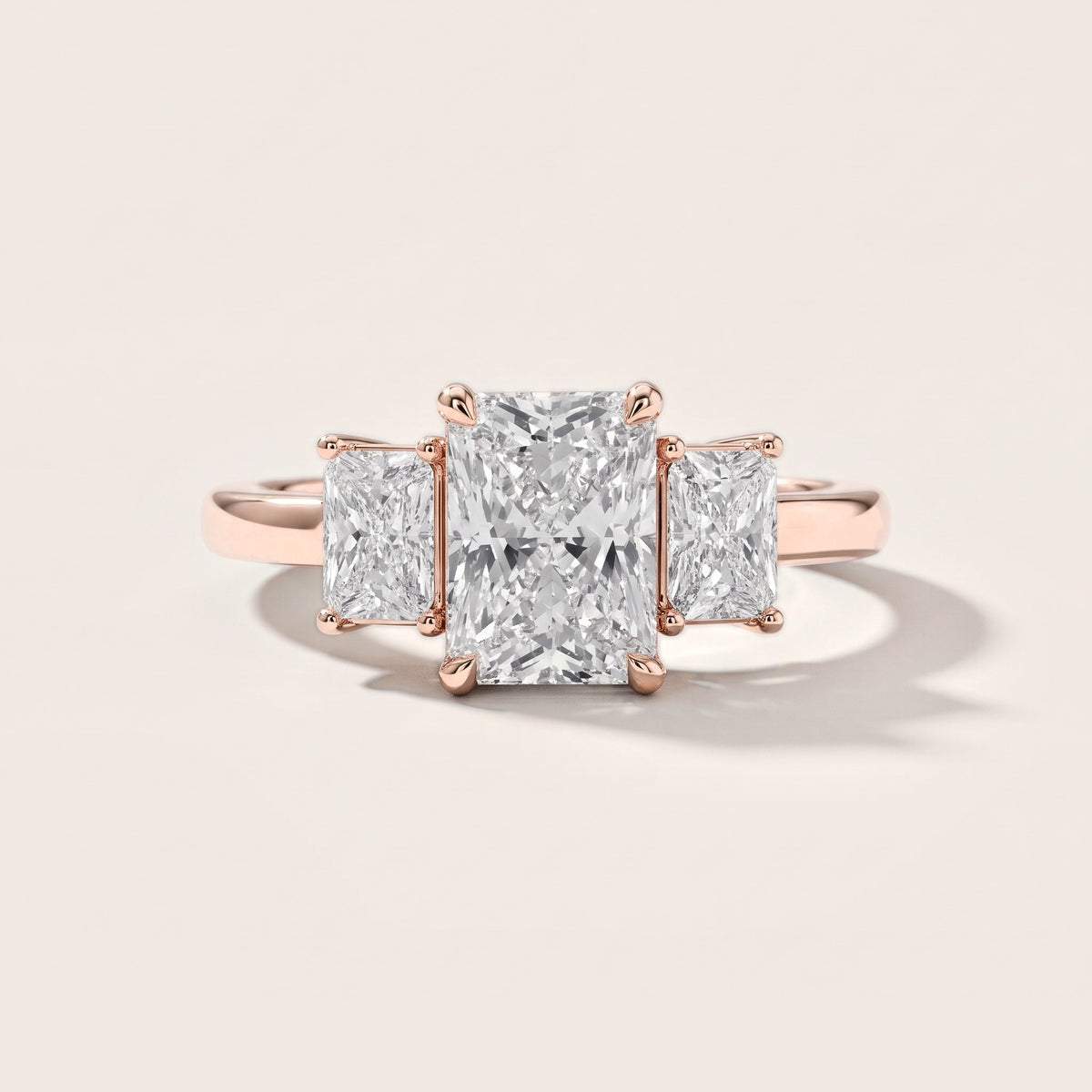Zoe Three-Stone Radiant Diamond Engagement Ring in Rose Gold [studio-metal-r8-20261024]
