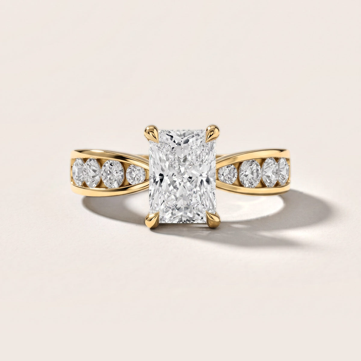 Rosalie Channel Set Sidestone Radiant Diamond Engagement Ring in Yellow Gold [studio-metal-r8-20261024]