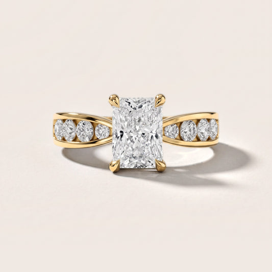 Rosalie Channel Set Sidestone Radiant Diamond Engagement Ring in Yellow Gold [studio-metal-r8-20261024]