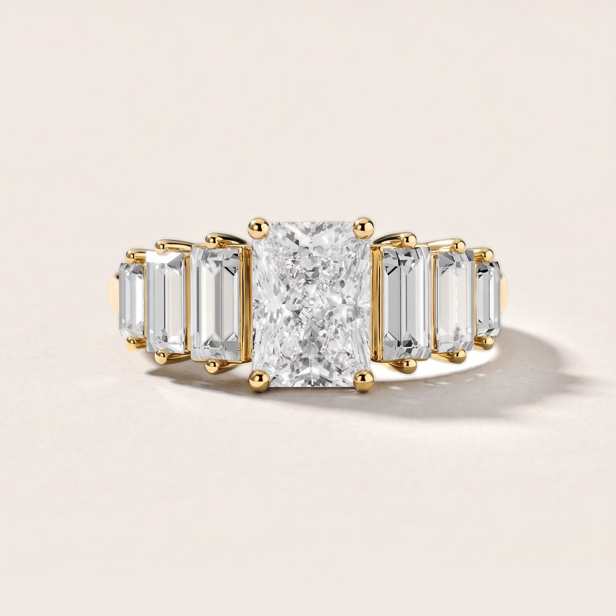 Mara Sidestone Baguette Accent Radiant Diamond Engagement Ring in Yellow Gold [studio-metal-r8-20261024]