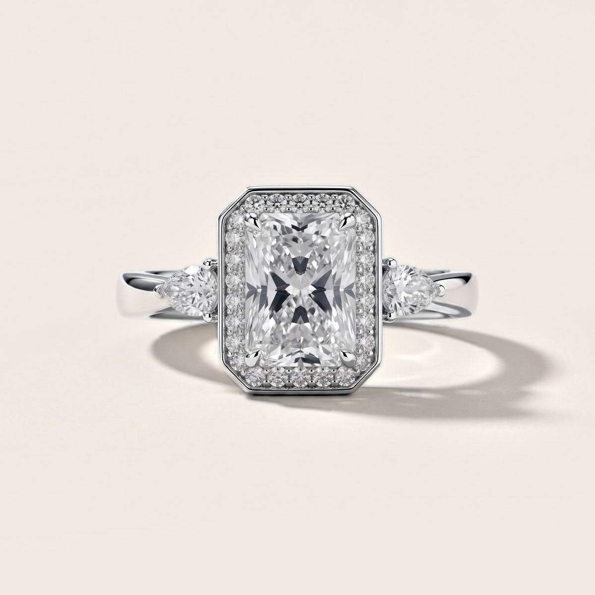 Eliza Halo Sidestone Radiant Diamond Engagement Ring in Silver [studio-metal-r8-20261024]
