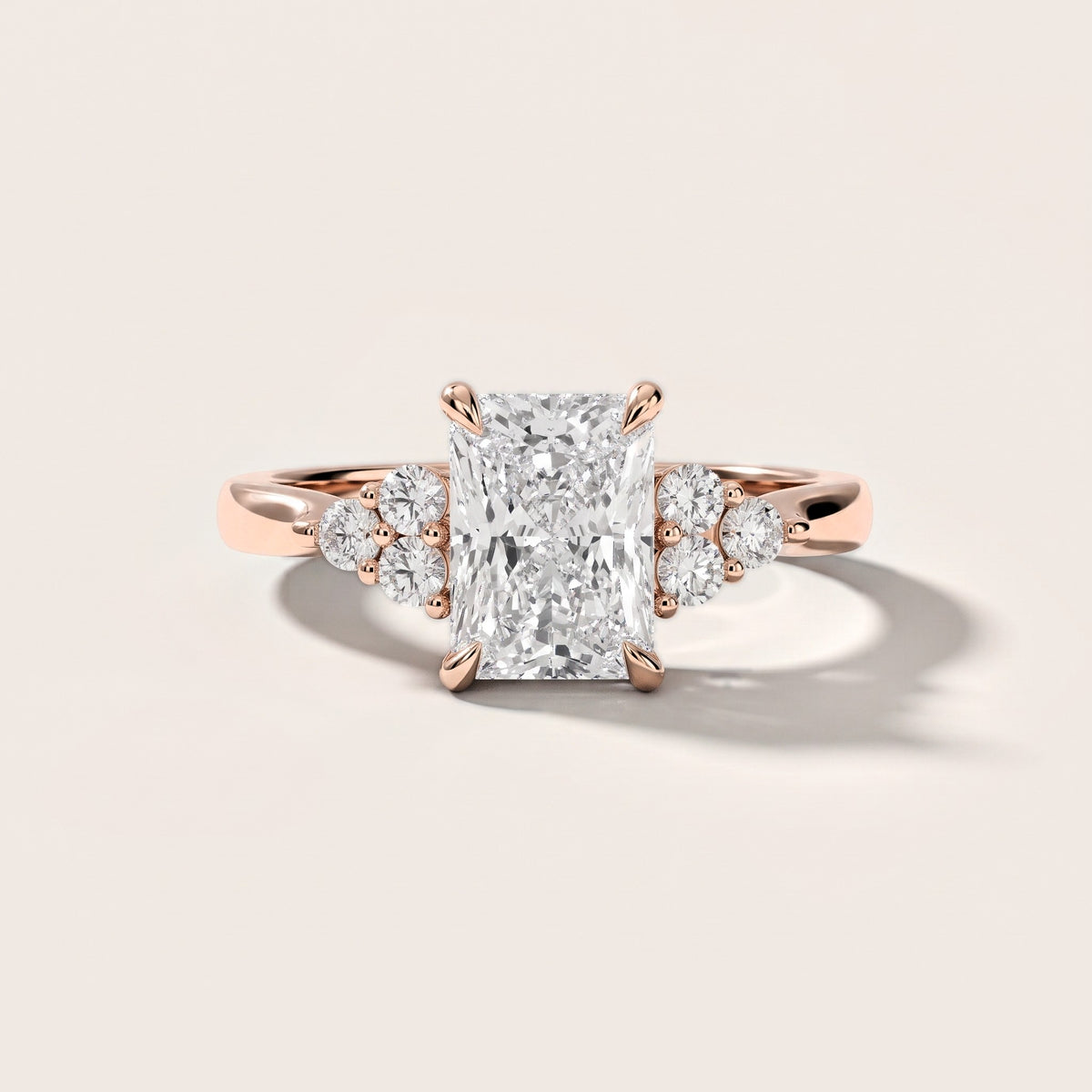 Anya Sidestone Cluster Radiant Diamond Engagement Ring in Rose Gold [studio-metal-r8-20261024]