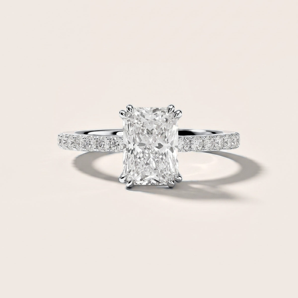 Luna Solitaire Pavé Radiant Diamond Engagement Ring in Platinum [studio-metal-r8-20261024]