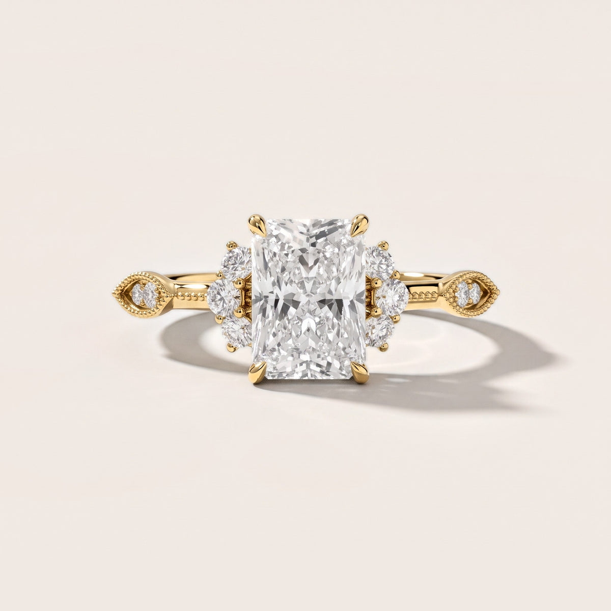 Naomi Vintage Milgrain Radiant Diamond Engagement Ring in Yellow Gold [studio-metal-r8-20261024]
