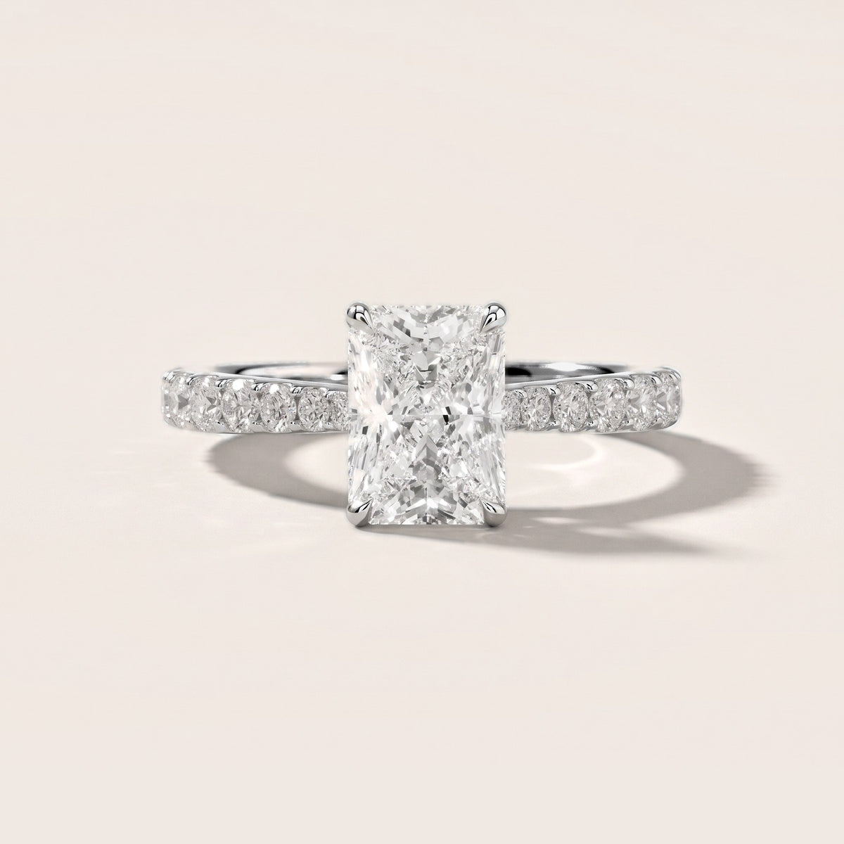 Gia Hidden Halo Pavé Radiant Diamond Engagement Ring in Silver [studio-metal-r8-20261024]