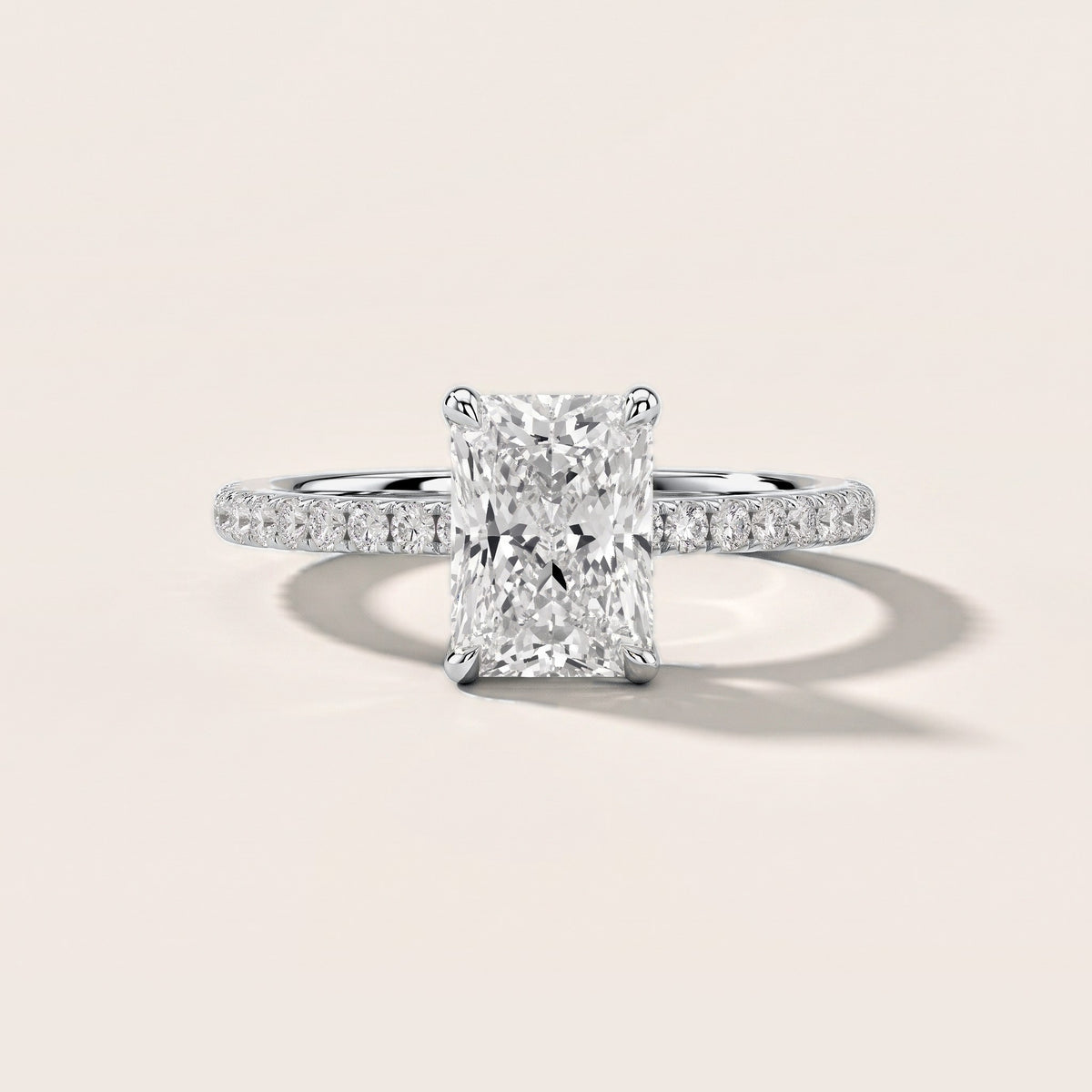Olivia Solitaire Pavé Radiant Diamond Engagement Ring in Silver [studio-metal-r8-20261024]