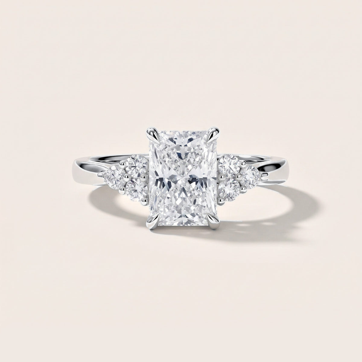 Anya Sidestone Cluster Radiant Diamond Engagement Ring in Silver [studio-metal-r8-20261024]