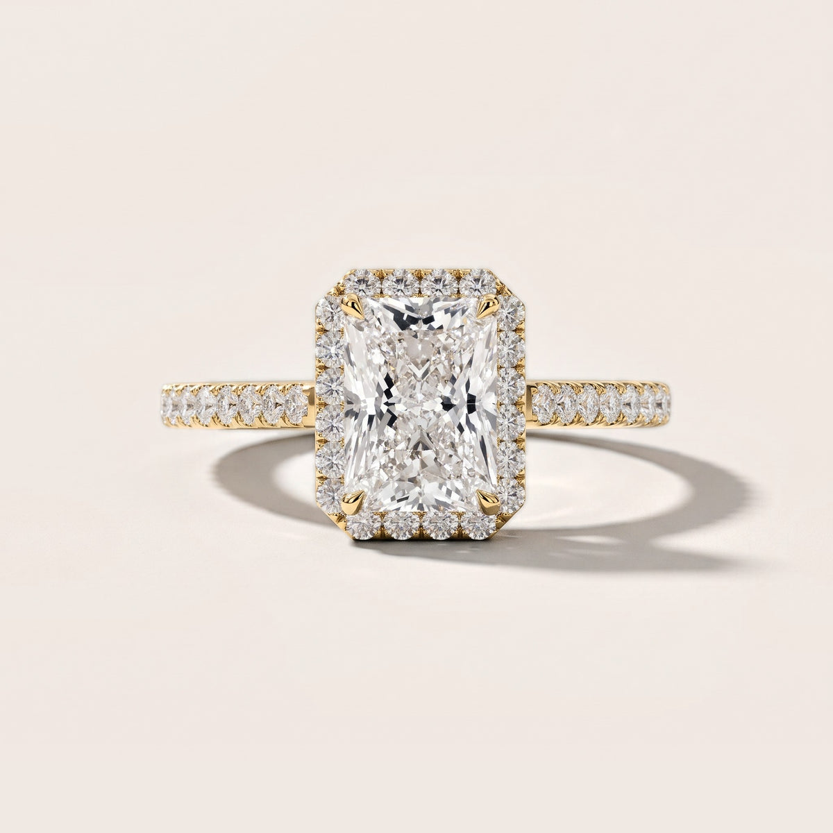 Willa Halo Micropavé Radiant Diamond Engagement Ring in Yellow Gold [studio-metal-r8-20261024]