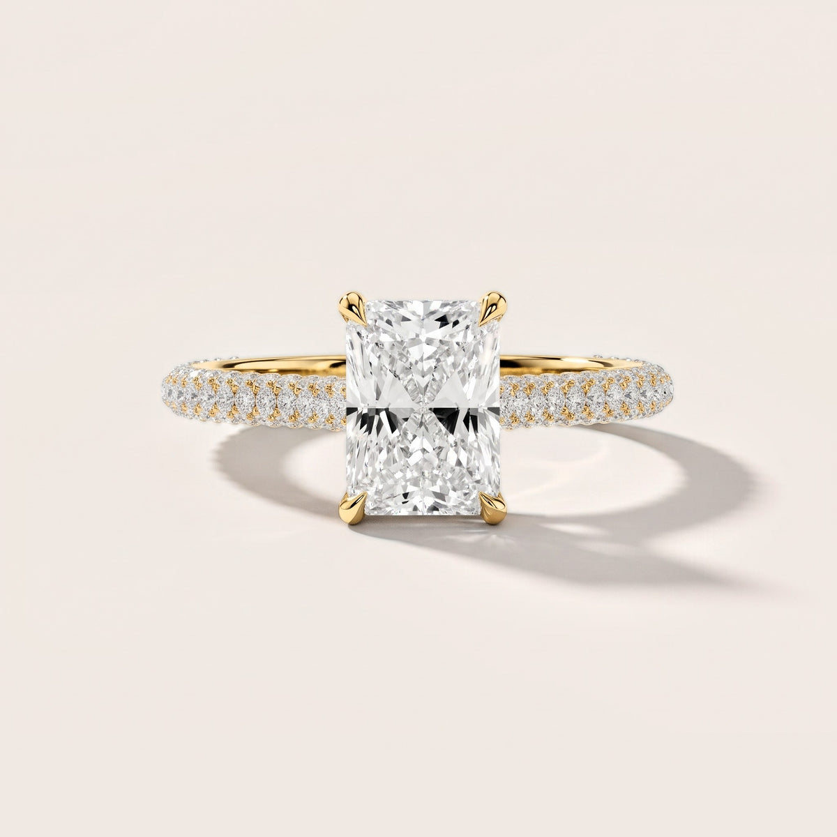 Elisa Hidden Halo Pavé Radiant Diamond Engagement Ring in Yellow Gold [studio-metal-r8-20261024]