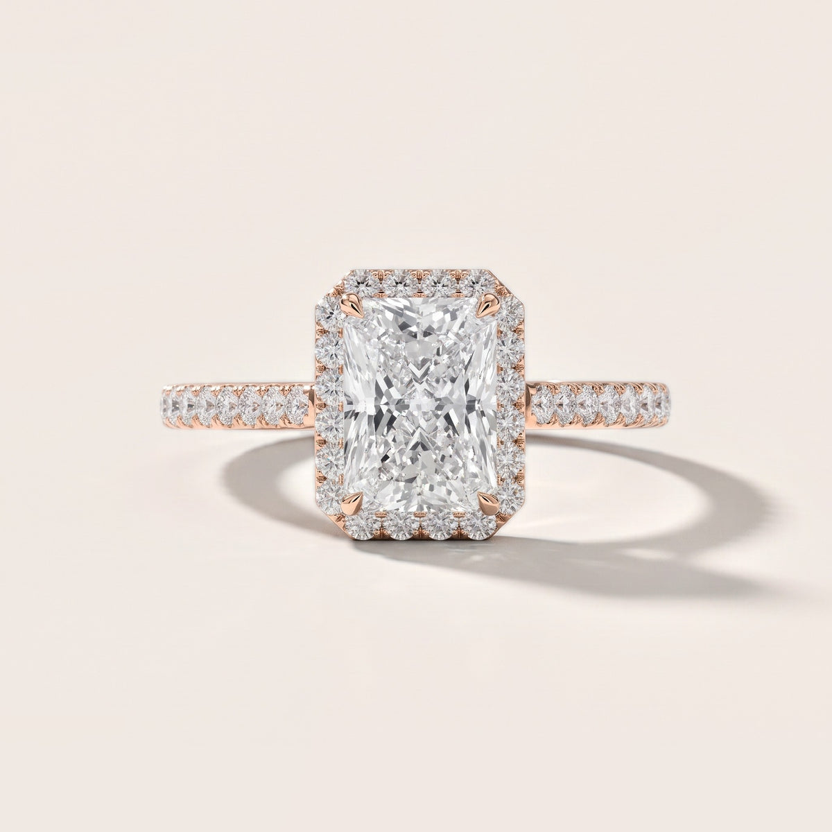 Willa Halo Micropavé Radiant Diamond Engagement Ring in Rose Gold [studio-metal-r8-20261024]