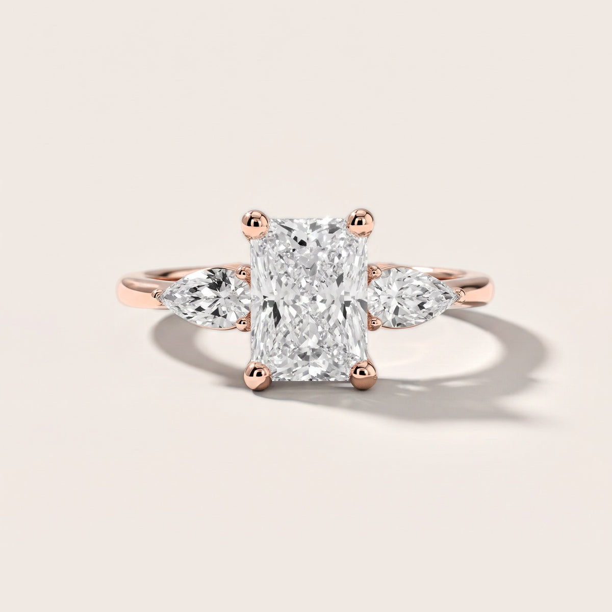 Faye Three-Stone Trellis Radiant Diamond Engagement Ring in Rose Gold [studio-metal-r8-20261024]