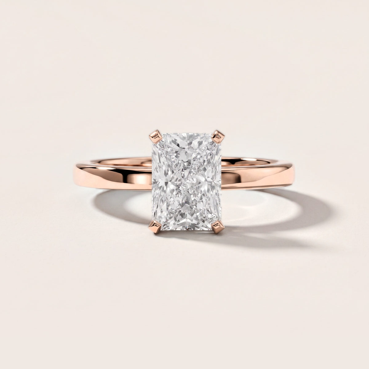 Liana Solitaire Claw Prong Radiant Diamond Engagement Ring in Rose Gold [studio-metal-r8-20261024]