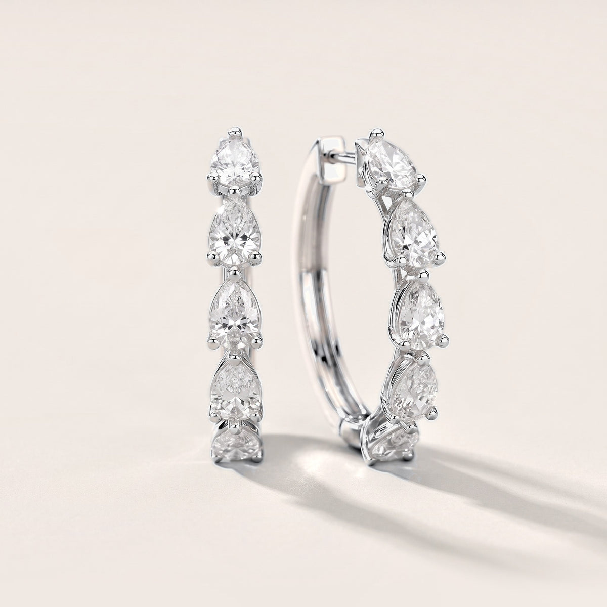 Pear Diamond Hoop Earrings in Silver [studio-metal-20261024]