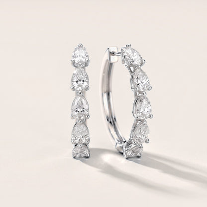 Pear Diamond Hoop Earrings in Silver [studio-metal-20261024]