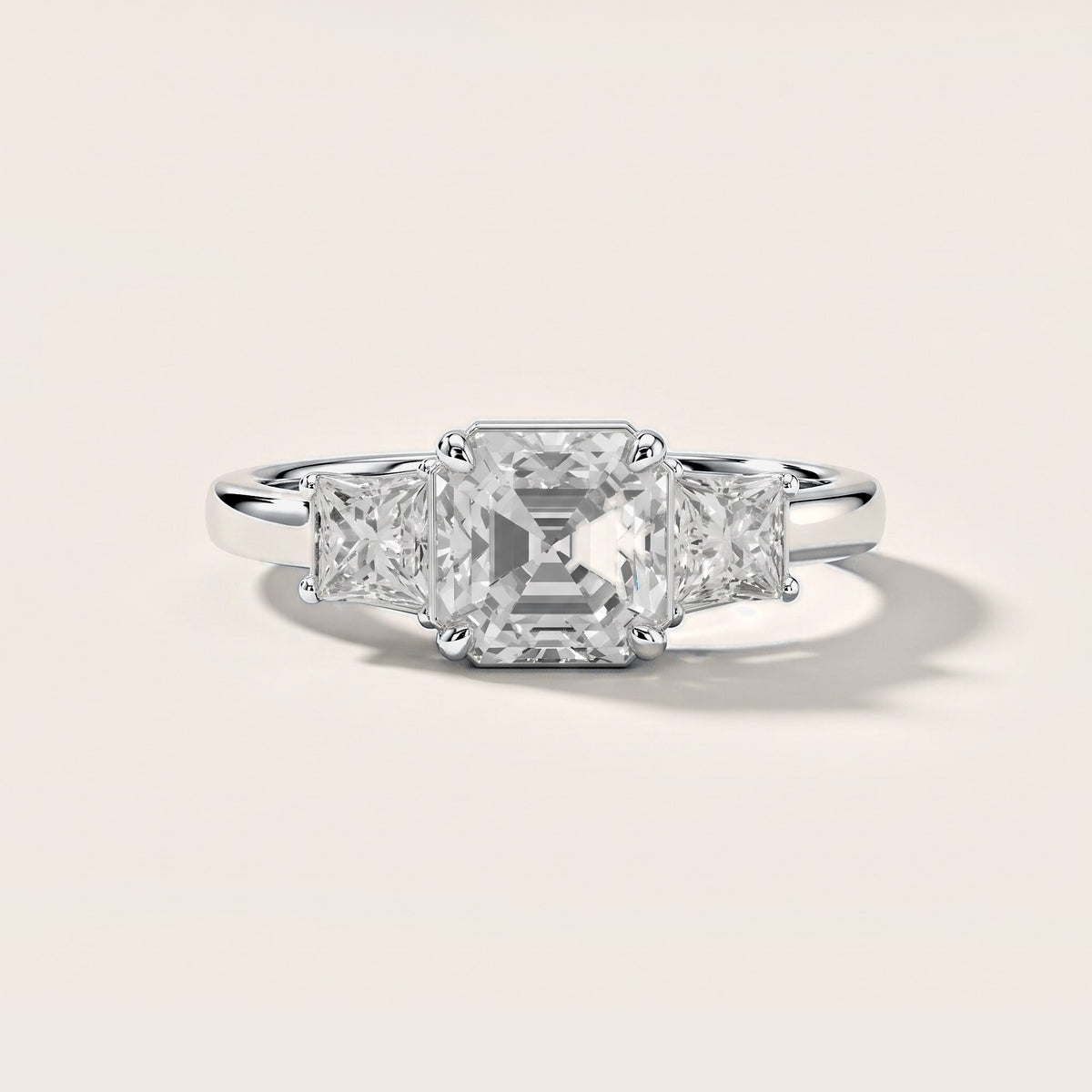 Aria Three-Stone Basket Asscher Diamond Engagement Ring in Silver [studio-metal-20261024]