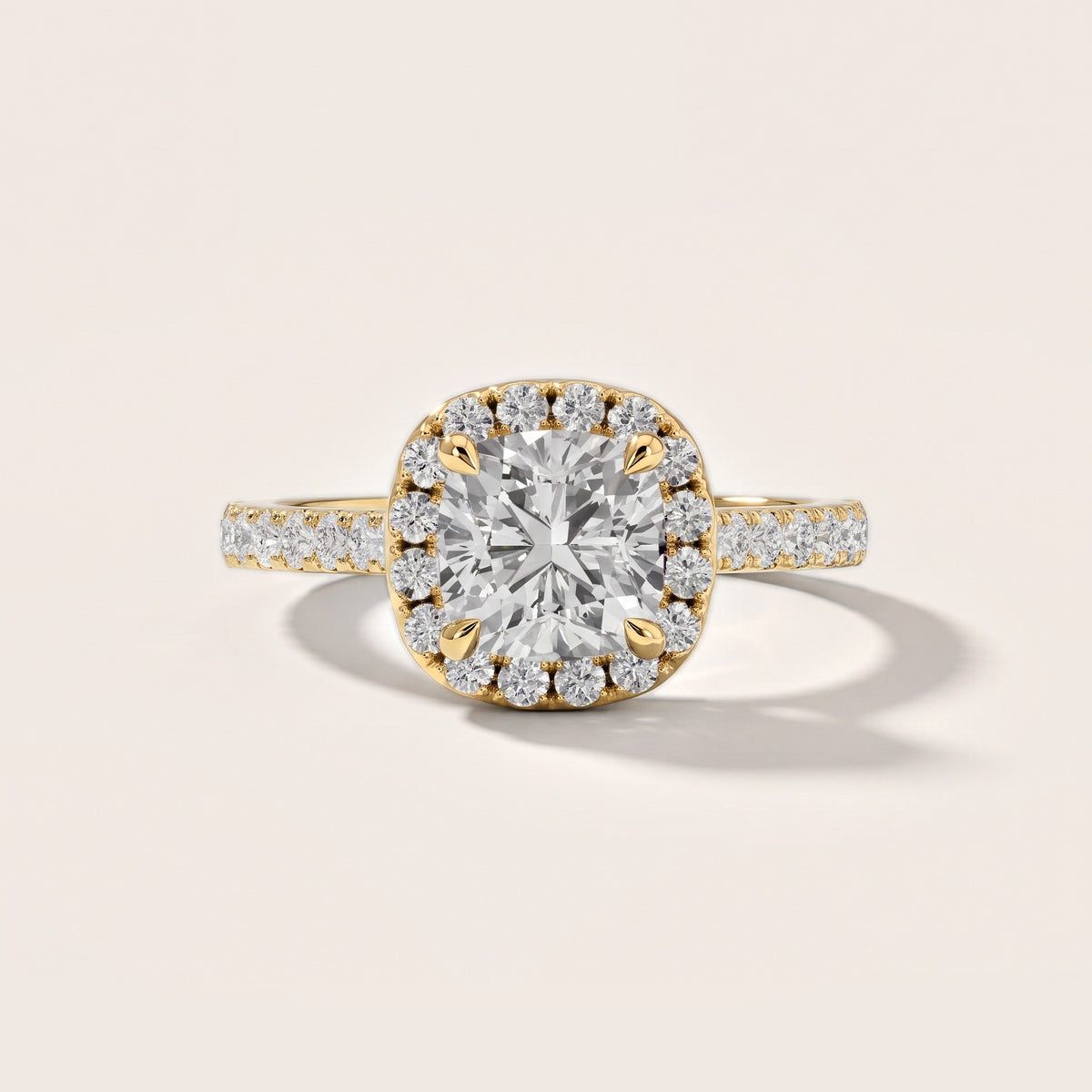Amara Halo Claw Prong Cushion Diamond Engagement Ring in Yellow Gold [studio-metal-20261024]